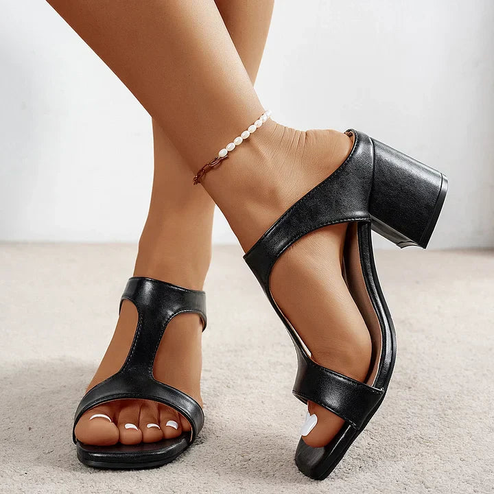 Aubree - Sandales en cuir à talons épais et tendance