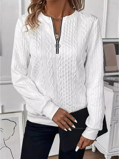 Elyna | Sweat-shirt Femme Élégant à Fermeture Éclair