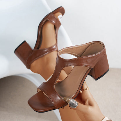 Aubree - Sandales en cuir à talons épais et tendance