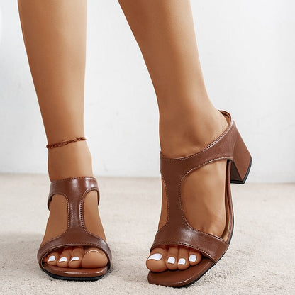 Aubree - Sandales en cuir à talons épais et tendance