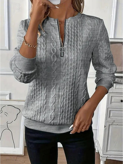 Elyna | Sweat-shirt Femme Élégant à Fermeture Éclair